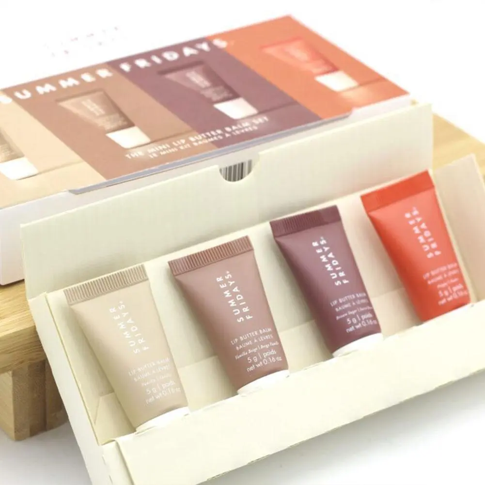 4 Pcs Summer Fridays Mini Lip Butter Balm Set Moisturizing Vanilla Beige Brown Sugar Makeup Fast Ship Gift Kit Skincare Lipstick