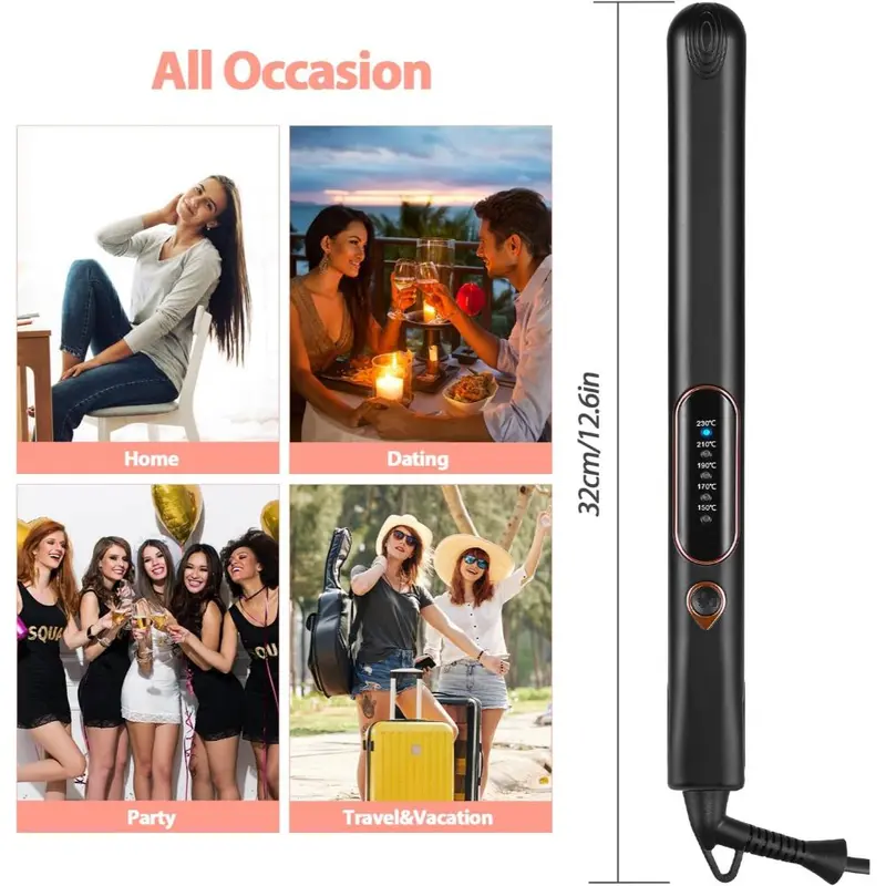 Straighteners for Women, Haglater 2 in 1 Hair Straightener and Curler Ceramic Plates Flat Iron with Adjustable Temperature LCD Display Straightening Styling Tool for Long Hair 5