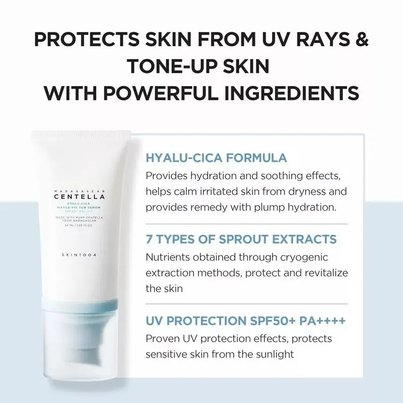 SKIN1004 Centella Hyalu-Cica Water-Fit Sun Serum SPF50+ PA++++ 50ml Facial Moisture 4