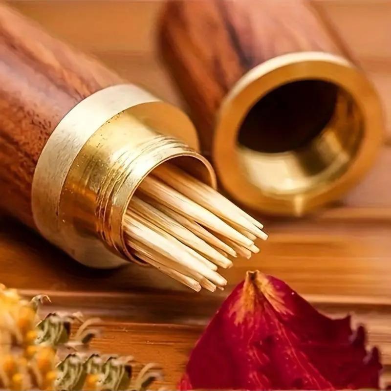 Vintage Wooden Toothpick Holder Pocket Toothpick Dispenser Boxes Tools Portable 3