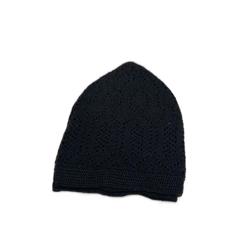 Black & White Prayer Cap for Men - Regular Size Islamic Skull Cap 1