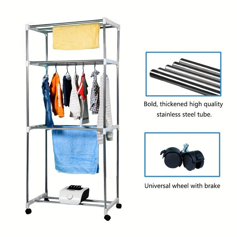 Product Introduction of Concise Home Installation-free Folding Hanging Clothes Dryer With Remote Controller Aluminum Alloy Tubes 15KG Easy Storage Electric Drying Clothes Quickly Suitcase With Timer Portable Simple Wardrobe With Heater For Winter Cold Rainy Days 34