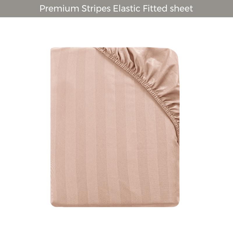 Tifl Stripe Fitted Sheets for Double Size Bed - Extra Deep 25CM Bed Sheets with Elastic Corners - Anti-Allergic Fade Resistance - Soft and Breathable - Skin-Friendly - Solid Pattern Design - Double King Size Bed Cover 6