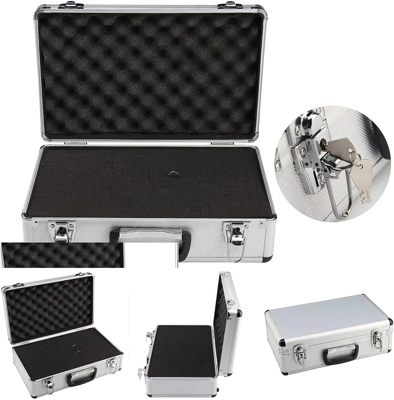 INCLUSIVE A.P Flight Case Aluminium Foam Microphone Camera Photography Carry Flight Case Foam Lockable Tool Camera Gun Storage Carry Box 4