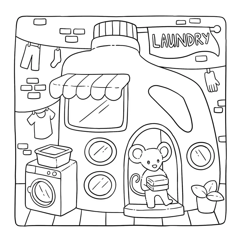 Adorable Shop: Cute & Simple Coloring Book for Kids Featuring the Joyful Daily Life of Animal Characters 5