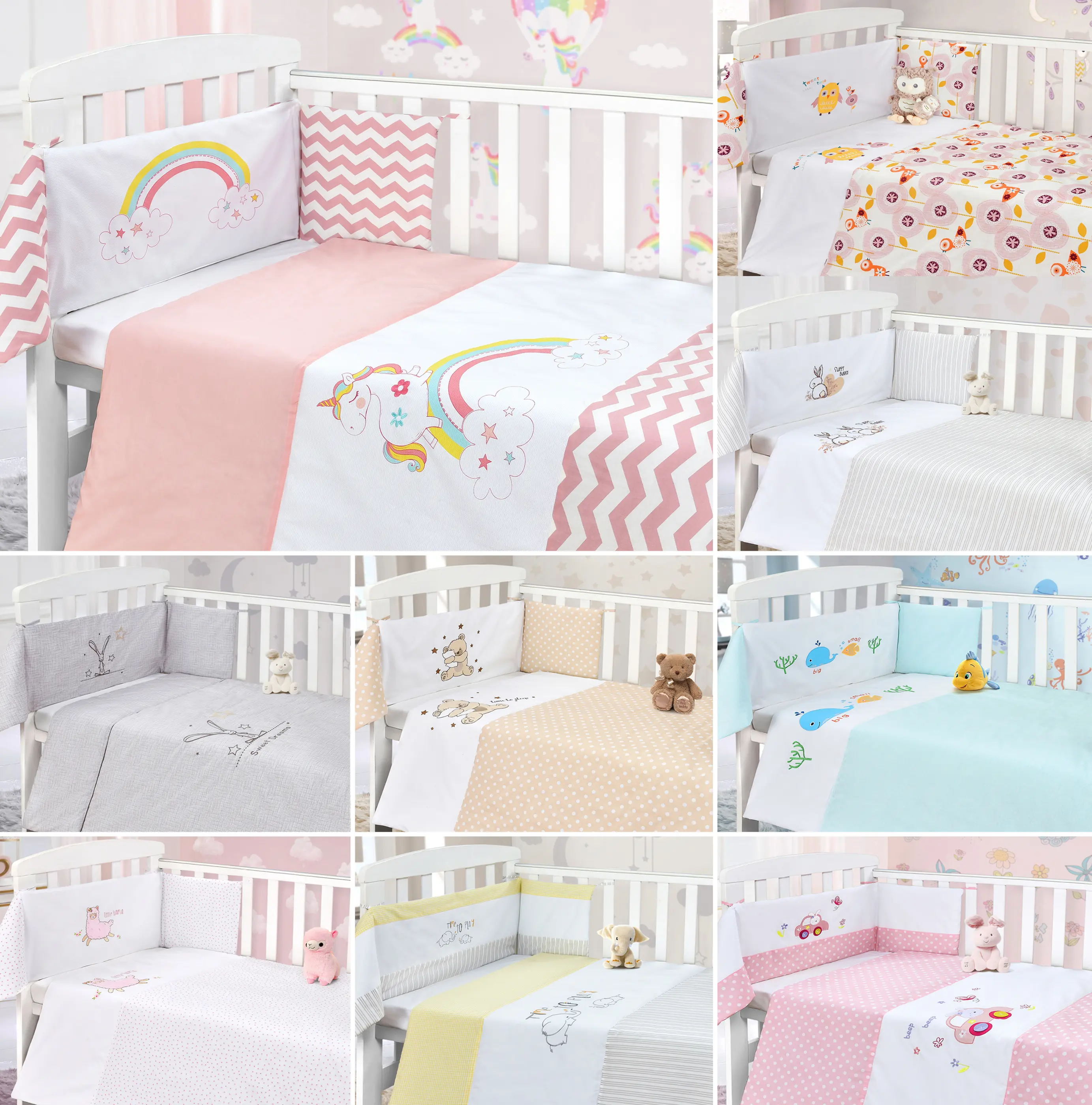 Nursery Baby Bedding Set 2 Piece and 3 Piece Cot Bale Set. Baby essentials.