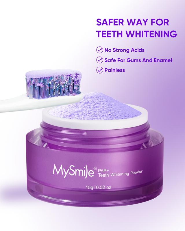 MySmile PAP Natural Mint Non-Sensitive Teeth Whitening Powder for Fresh Oral Care Brush Foaming 3