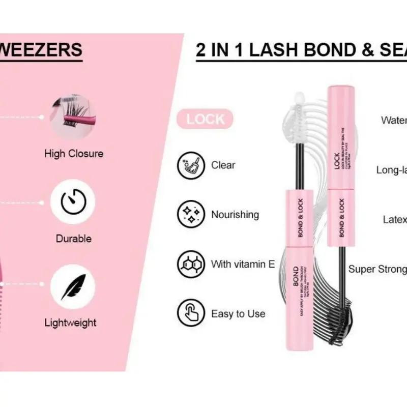 LuxeLashes DIY Lash Extension Kit – 70 Spike Fans, 20D Volume, Pro Bond & Tweezer | Top & Bottom Cluster Lashes (D-Mix 5-16mm) for Home & Salon Use – Viral Beauty Must-Have! 6