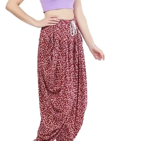 Women’s gathered draped baggy harem trouser ladies alibaba long yoga trouser pants floral pant 2