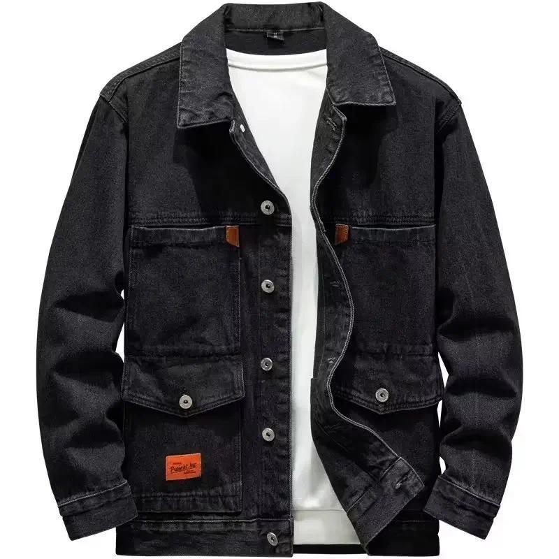 Product Introduction of Men's Loose-fit Trendy Denim Jacket Autumn 2024 New Style Workwear Jacket Regular Length 18