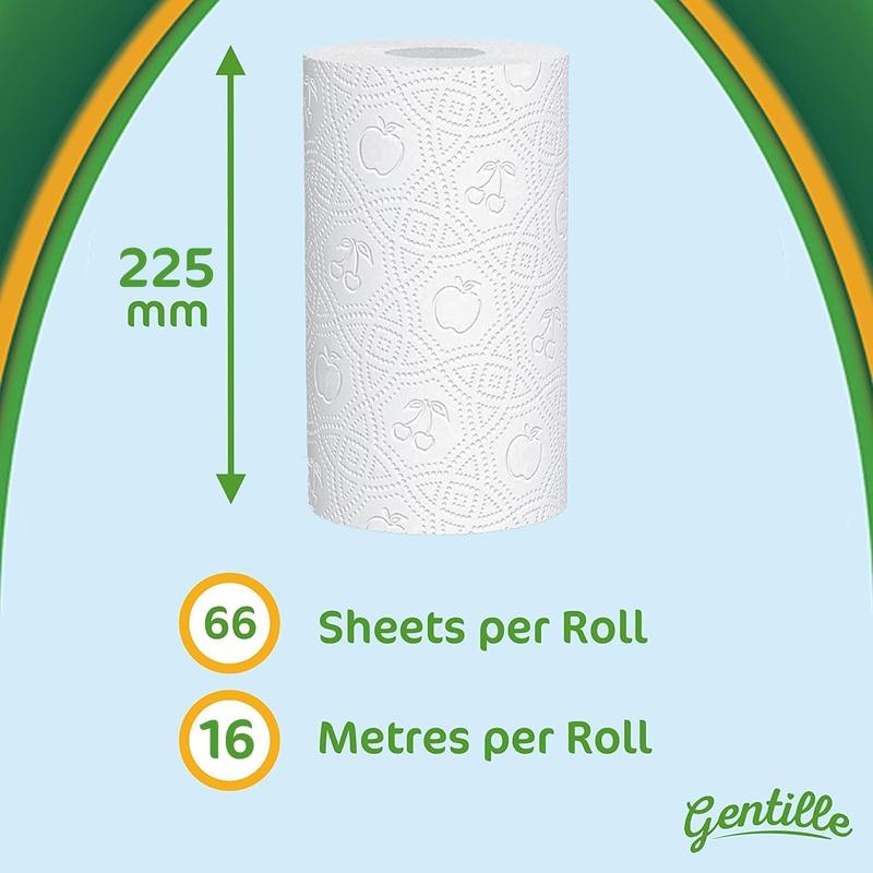 18 Rolls Gentille Giant 3 Ply Thickness Paper Towel-Extra Strong, Absorbent, Tough, Durable Kitchen Roll- Multipurpose  6 Pack of 3 Rolls Wipes 2