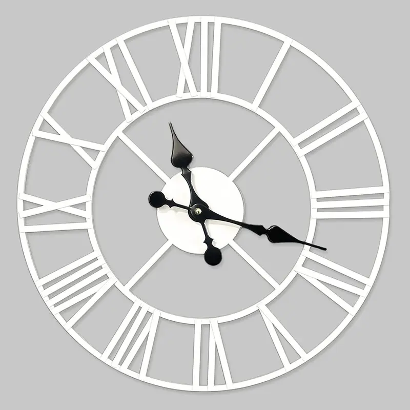Extra Large Roman Numerals Skeleton Wall Clock Big Giant Open Face Round Home 1