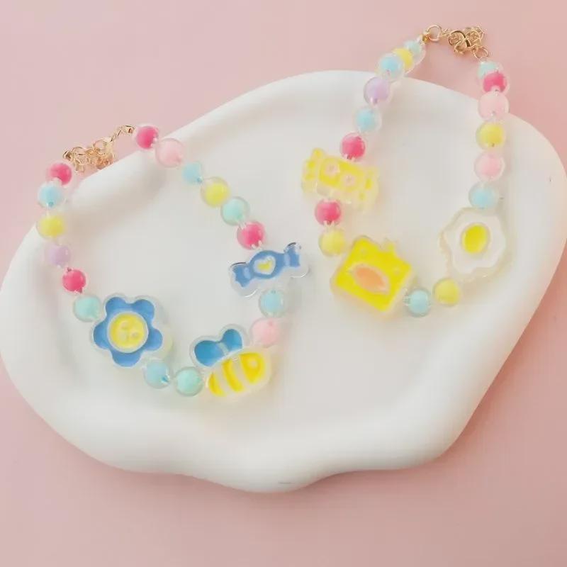New Pet Collar Little Cat Dog Bell Pearl Necklace Strawberry Little Rabbit Bear Spring Flower Pet Assessories 2