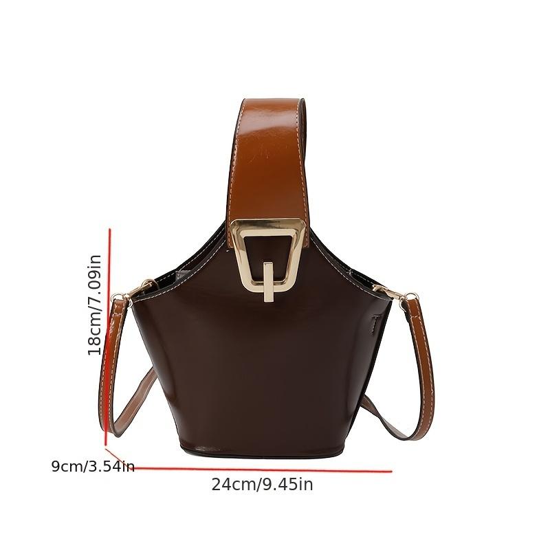 [Elegant Bucket Bag] Elegant 1pc Bucket Bag for Women - Solid Color Crossbody with Removable Strap, Zipper Closure, Edge Paint Detail, Unlined - Versatile for Daily Use & Special Occasions 1