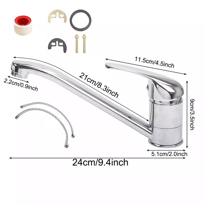 Modern Mono Chrome Kitchen Sink Mixer Tap with Swivel Spout and Single Lever 1
