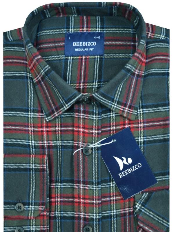 Beebizco Plaid Flannel Shirt Lumberjack Yarn Dyed Check Brushed 100% Cotton Menswear Checkered Checkered 2