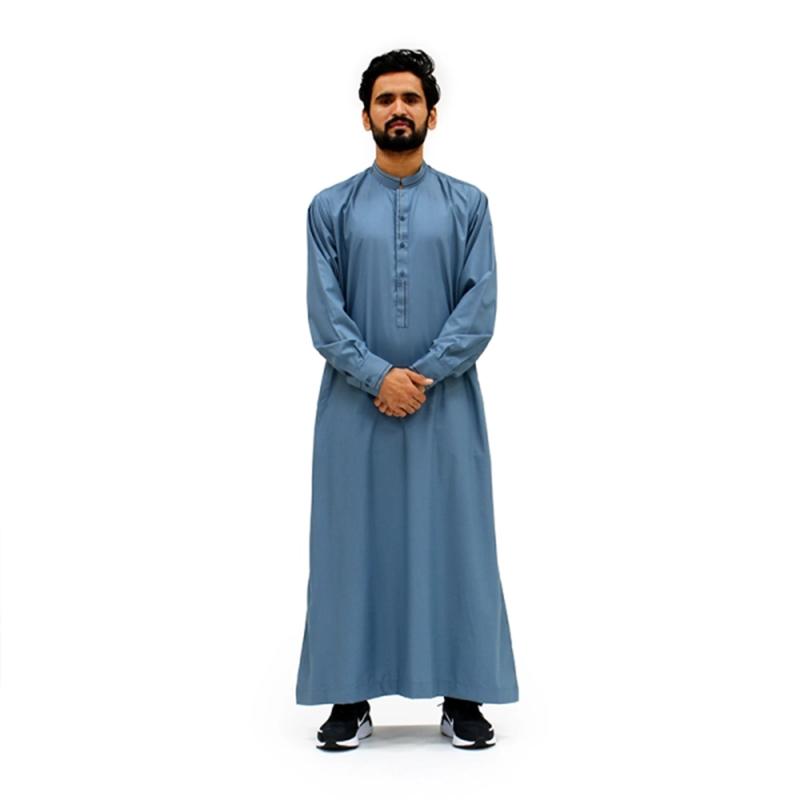 Blue Collared Pattern Thobe ASM 956-03 3