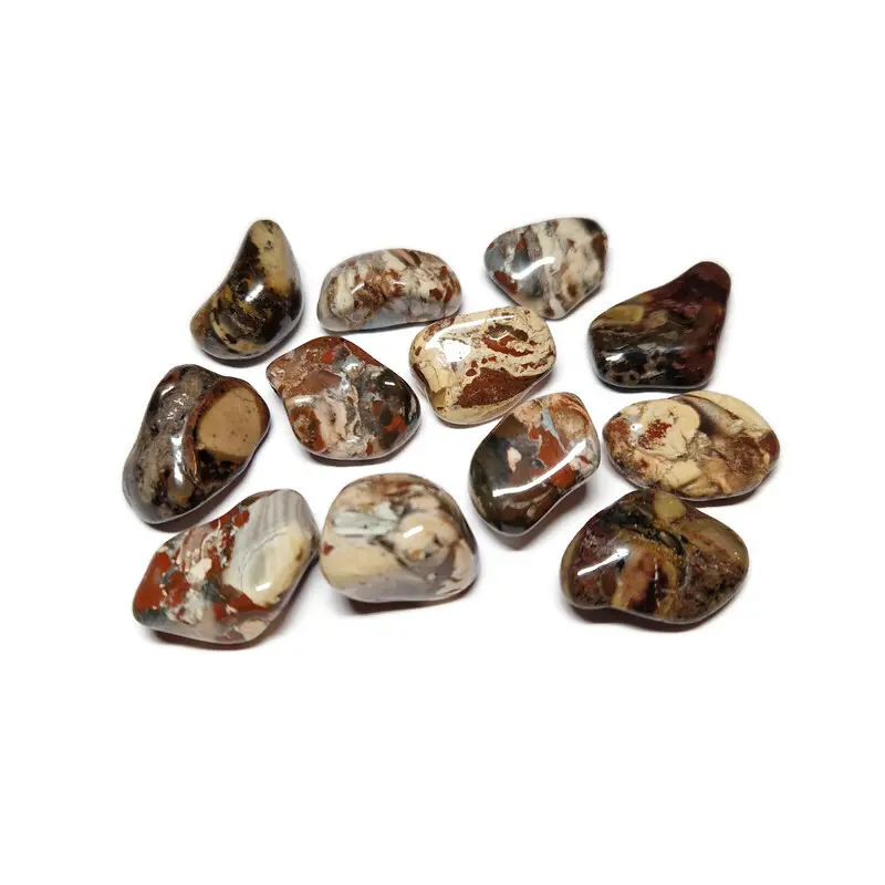 1 x Natural Brecciated Jasper Crystal Tumble stone In A Velvet Gift Bag