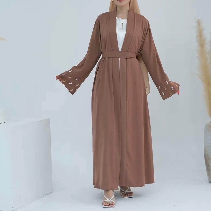 Moon Embroidery open Kamino abaya/ Open kamino Abaya muslimah style islamic wear lover 3