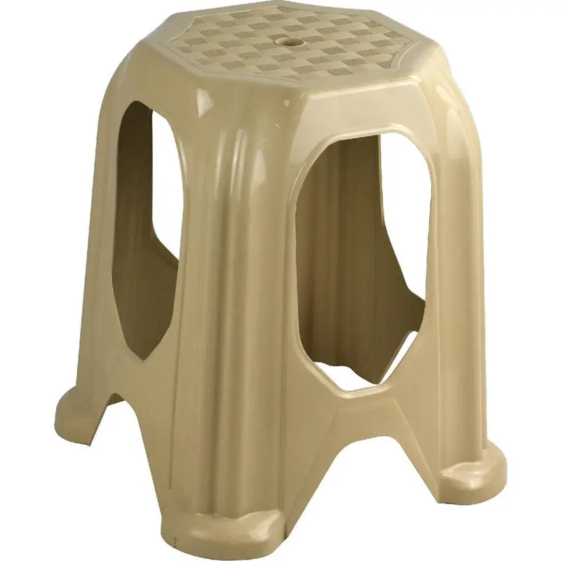 Large Plastic Sitting Stool Stackable Rattan Design 39 X 39 X 46.5Cm 3