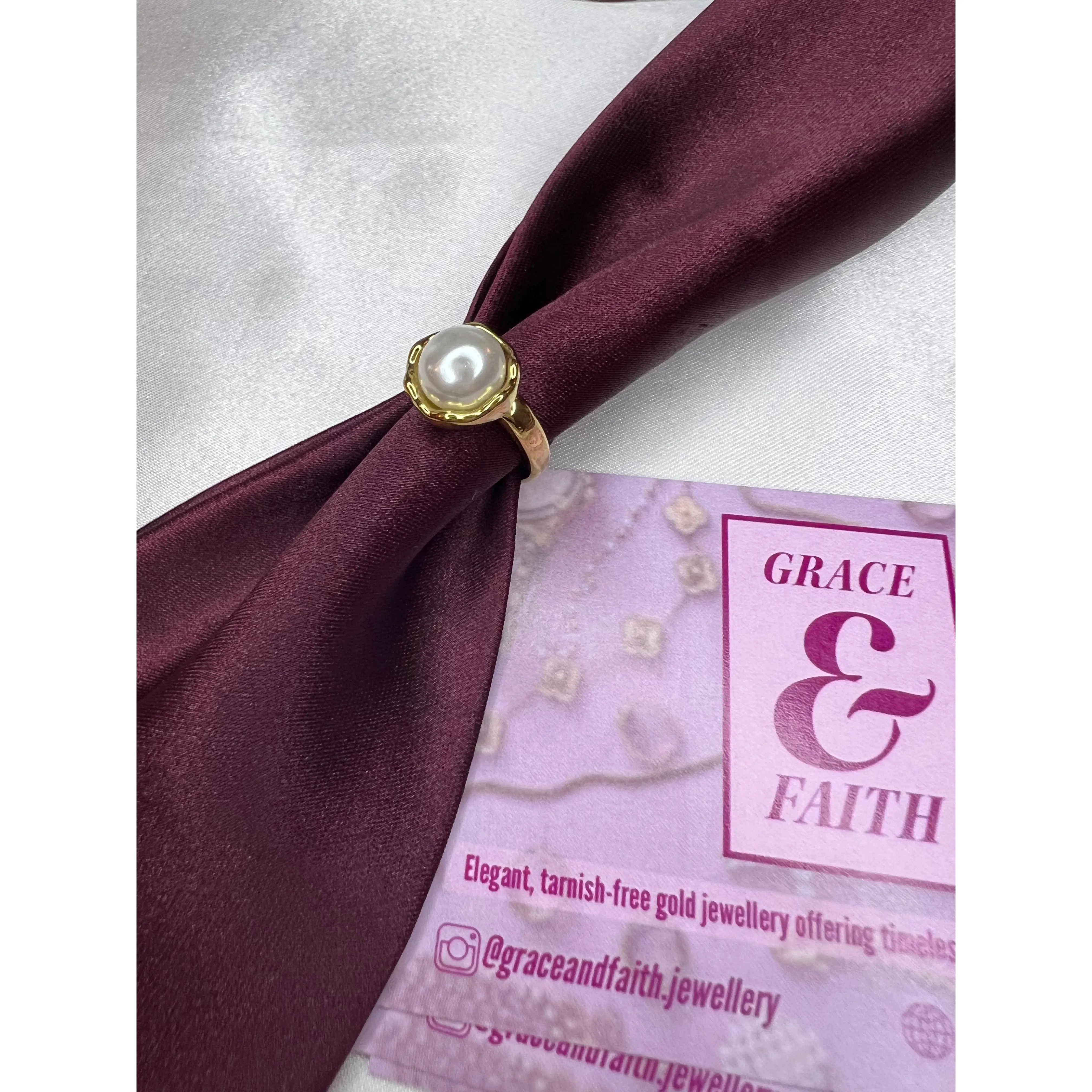 Grace & Faith Jewellery | Jewellery for the GOLD GIRLIES | 18K Gold Plated Stainless Steel Adjustable Pearl Fiora Ring