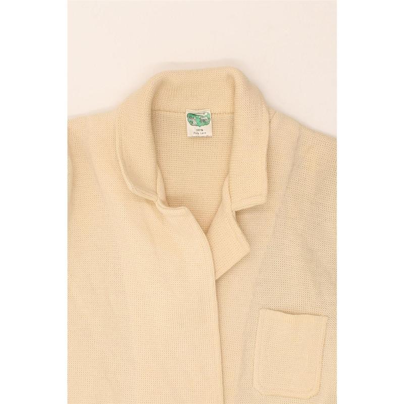 Pre-Owned VINTAGE Womens Knit Double Breasted Blazer Jacket UK 14 Medium Beige 3
