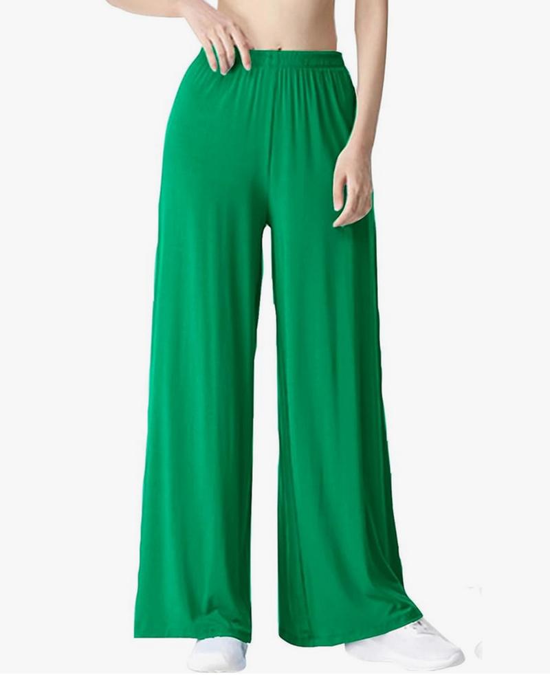 Product Introduction of Fashion luva Women Wide Leg Trousers Elastic High Waist Palazzo Plus Size Pants Ladies Casual Tummy Control Flared Yoga Pants Solid Stretchy Loose Bell Bottoms Sports Fitness Workout Office Bootcut Pants Womenswear Underwear Comfort Basic 7