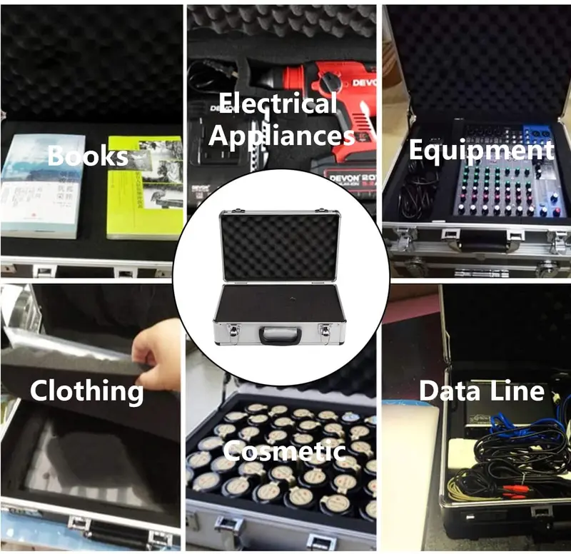 INCLUSIVE A.P Flight Case Aluminium Foam Microphone Camera Photography Carry Flight Case Foam Lockable Tool Camera Gun Storage Carry Box 7
