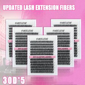 PURELEOR DIY Cluster Lashes 30D 40D Bundle Eyelashes Extensions for Makeup Lightweight Cosmetic Lash Extensions