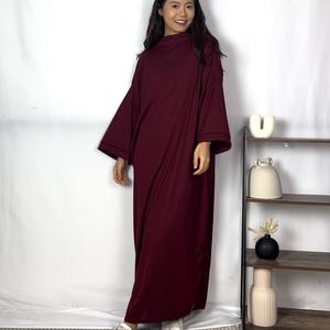 Rib loungewear casual dress - FBS 92  Comfort Casual Wear Basic Long Sleeve Maxi Minimalist Womenswear