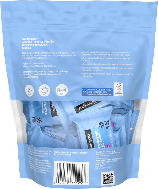 Makeup Remover Cleansing Towelette Singles, Daily Face Wipes To Remove Dirt, Oil, Makeup & Waterproof Mascara, Individually Wrapped, 20 Count 7