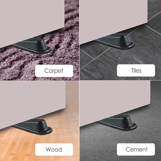 5-Pack Door Stop Stoppers Wedges - Black, Non-Slip Design 2