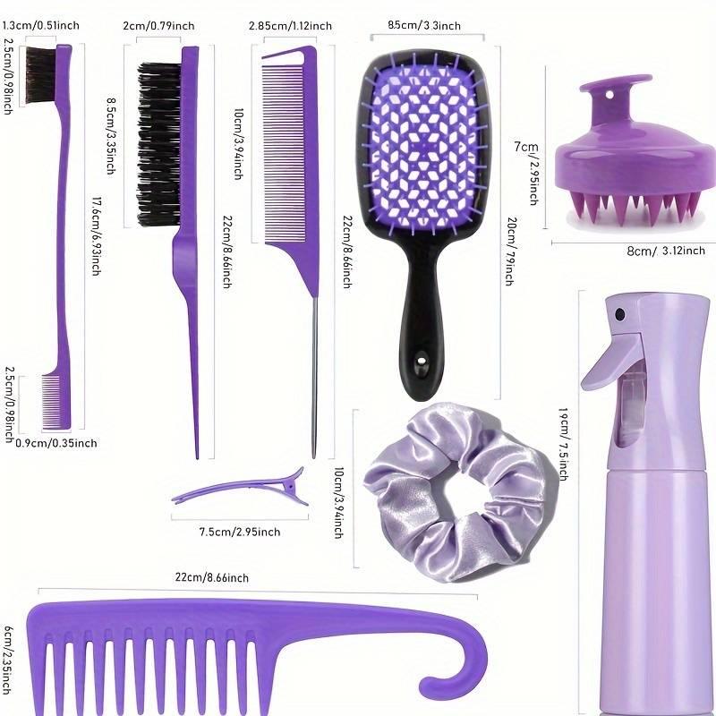 12 Pcs Hair Brush Set with Silicone Scalp Massager, Rat Tail Comb, and Spray Bottle - Perfect for All Hair Types and Travel Needs, Soft Scalp Massager for Baby Shower Detangling Hair Brushes with Wide Tooth Combs for Baby Girls Boys. Haircare Heatless 1