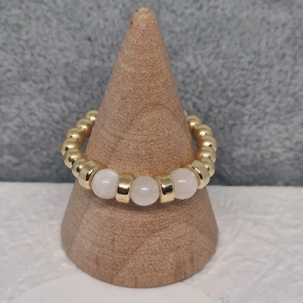 Gold-filled, moonstone stacker ring