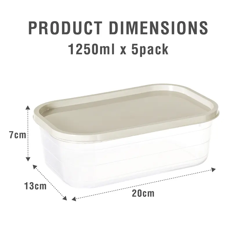 Food Storage Containers Set 10 Pack 880ml & 5 Pack 1250ml Airtight Leak-Proof Meal Prep Containers BPA-Free Microwave Freezer & Dishwasher Safe Durable Food Boxes for Easy Storage Kitchen Utensils Lids Lightweight Stackable 3