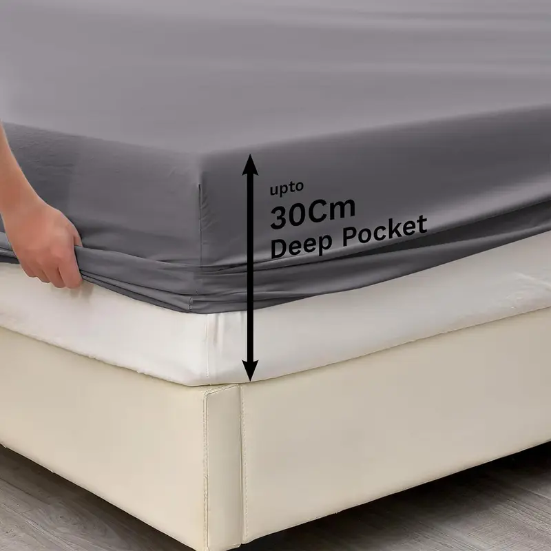 Fitted Sheet 30cm Extra Deep Bed Sheet – Soft, Wrinkle-Resistant, Easy Fit Elastic Corners – Single Double King Sizes – Bedding Cover for Mattress 7