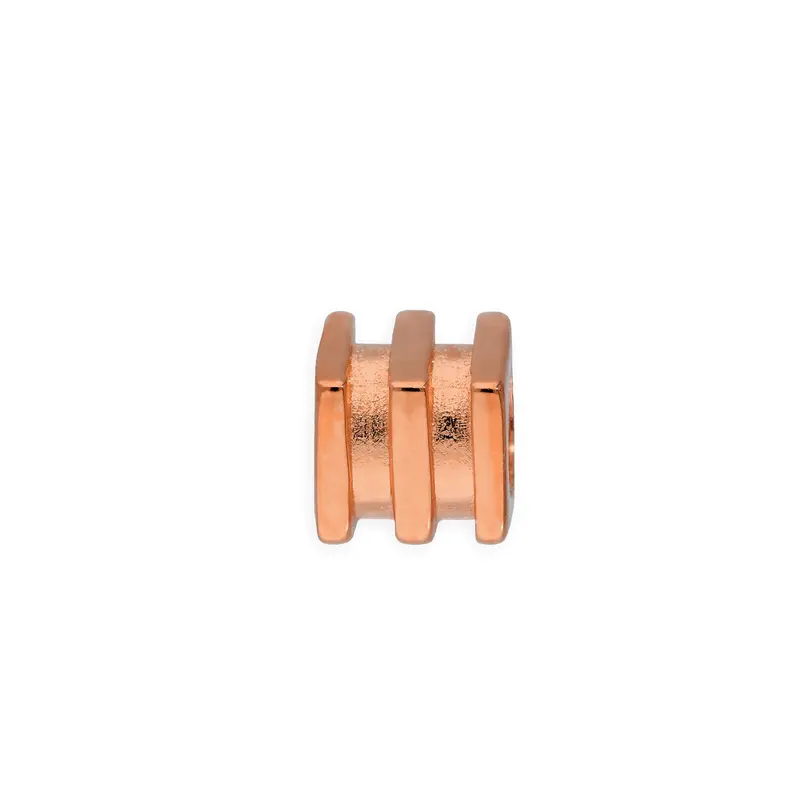 Rose Gold Plated Sterling Silver 4mm 3 Ridged Square Ring Bead 1