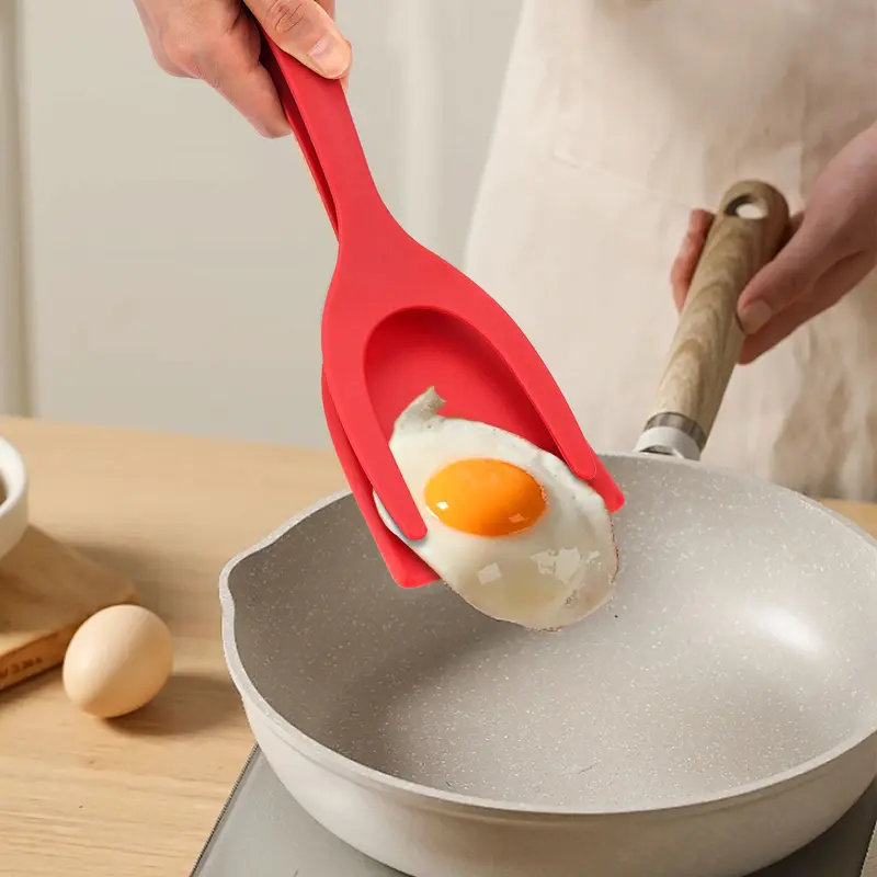 WALLFID 2 in 1 Spatula Tongs Set - Egg Flipper & Pancake Turner Kitchen Cooking Tool for Flawless Omelets & French Toast Ergonomic Design, Non-Stick 4