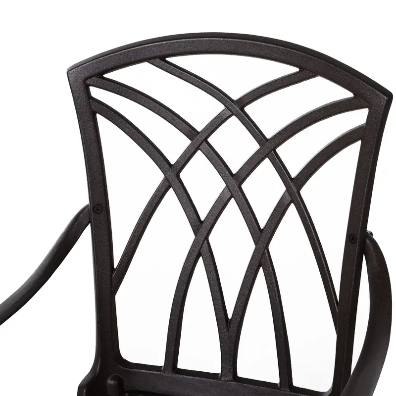 Cast Aluminium 4-Seater Outdoor Garden Table & Chair Set Brown 7