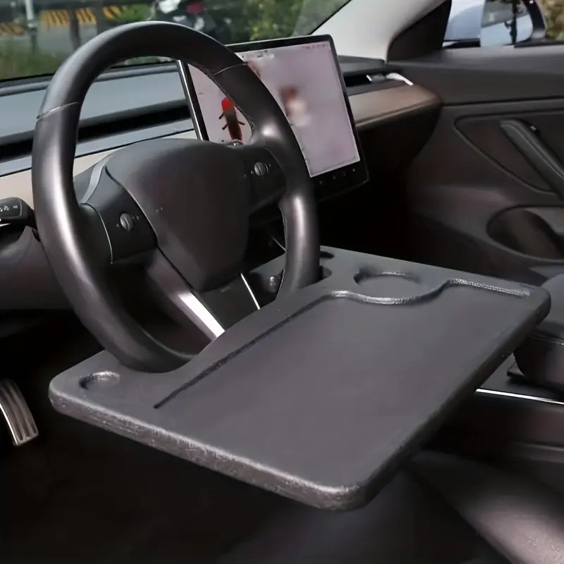 PP Material Multifunctional Steering Wheel Tray - Laptop and Writing Desk with Cup Holder for Car 1