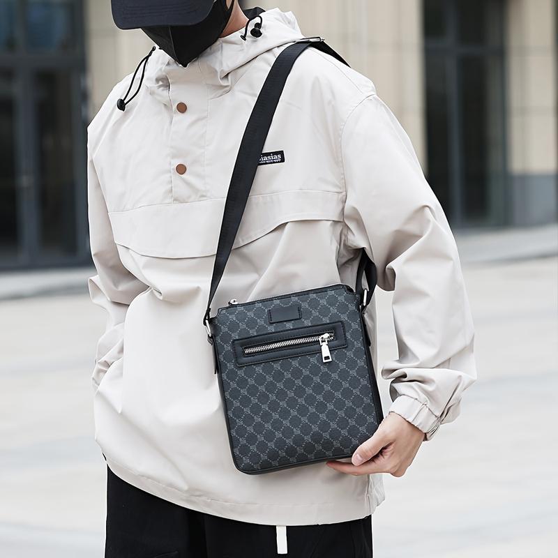 1 pza bolso bandolera Retro de PU, bolso de hombro de moda Simple, opción Ideal para regalo, para hombre de negocios 3