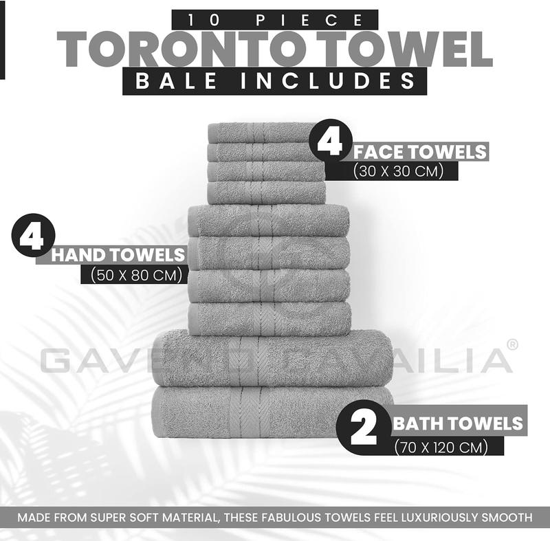 Product Introduction of 100% Cotton 10 Piece Towel Set - 2 Bath Towels, 4 Hand Towels, 4 Face Towels - Soft & Breathable 4