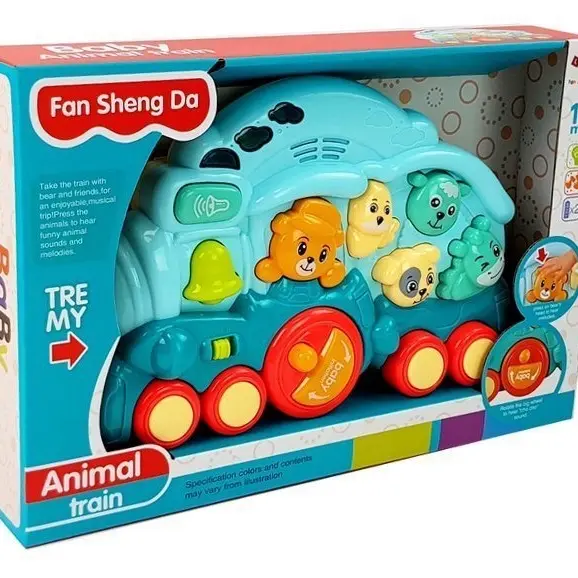 Interactive Locomotive with Animals Animal Sounds Light Effects Blue 1