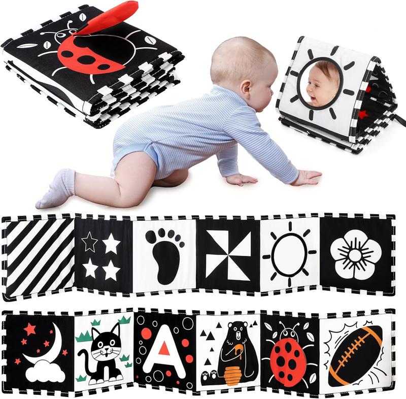 Product Introduction of Baby Toys 0-6 Months, Black and White Sensory Toys Brain Development, Tummy Time Toys, Soft Baby Book, Baby Essentials for Newborn 0-6-12 Months Newborn Toys Baby Gifts 3