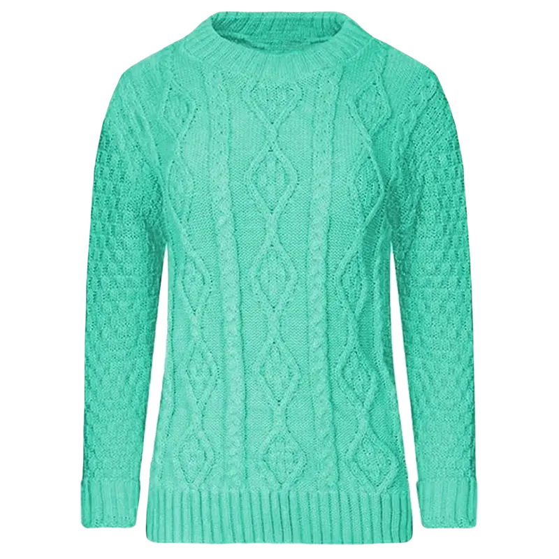 Women’s Jumpers Cable Knit Long Sleeve Jumper Chunky Knitted Winter Sweater Ladies Crew Neck Pullover Jersey Top Size UK 8-26 Knitwear Casual Comfortable Womenswear Fit Essential long  sleeve Jeans Medium Simple Slim Basic Crewneck 1