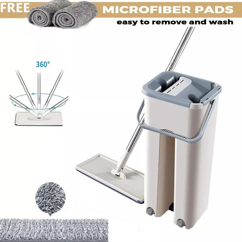 360 Multi-Functional Wash & Dry Mop and Bucket Set 360°Flat Squeeze Floor Mop+10Pads 5