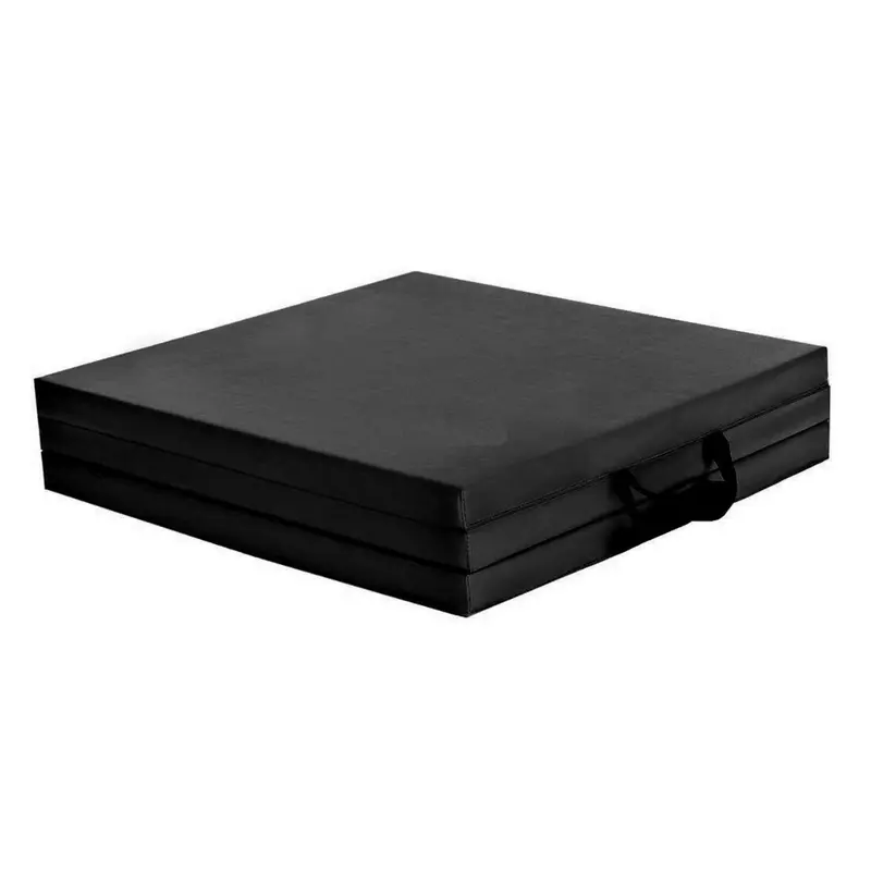 Tri-Fold Exercise Mat with Handles-180cm x 60cm x 5cm Black 0