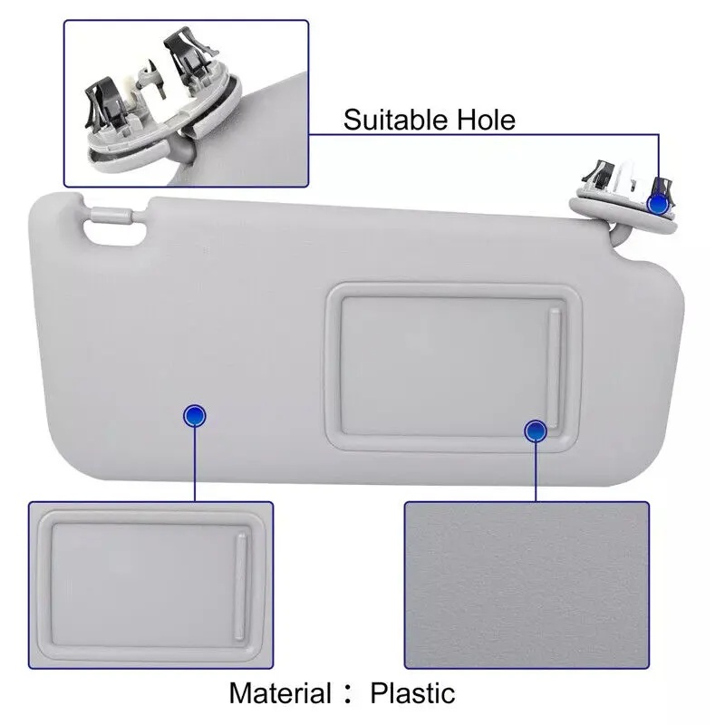 Car Auto Sun Visor Right Side Gray Fit Toyota RAV4 2006-2013 74320-42501-B3 2