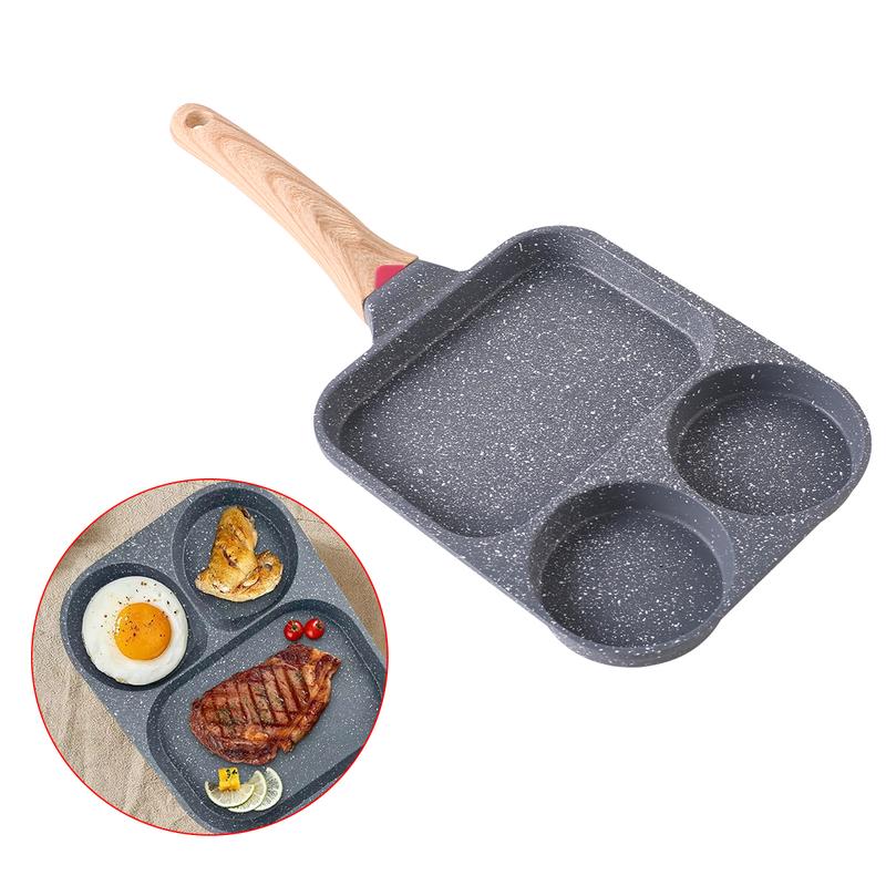 UK 3 in 1 Egg Frying Pan Nonstick Household Steak Frying Pan, Multifunctional Breakfast Pan Burger Pan, Non-stick Multi-purpose Omelette pan, Fried Egg Pan, Pancake Pan for Induction Cooker, Gas Stove, Electric Ceramic Stove 5