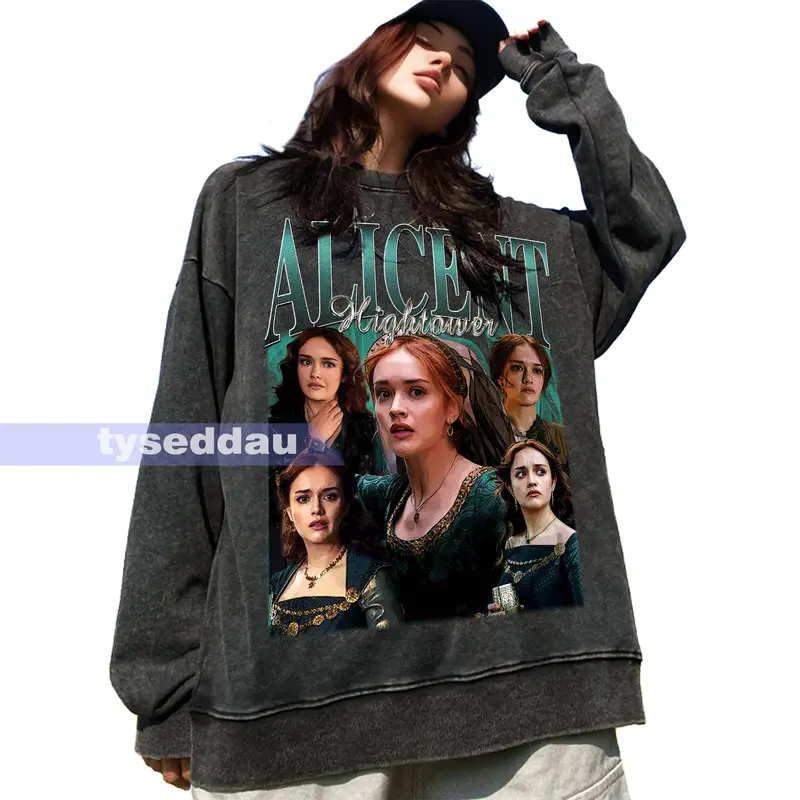 Alicent Hightower Vintage Washed T-shirt, Alicent Hightower Homage Graphic Unisex Long Sleeve, Bootleg Retro Hoodie Gift 3